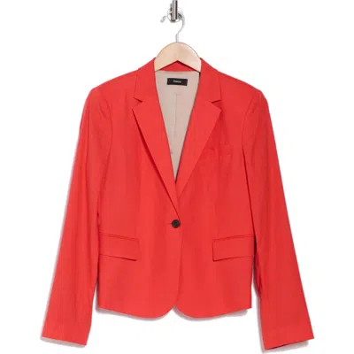 Theory Shrunken Stretch Linen Blend Blazer In Poppy