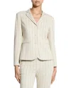 Theory Shrunken Three-button Blazer In Striped Crepe Jersey In White
