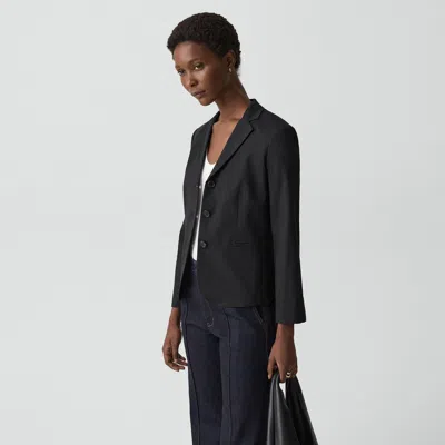 Theory Shrunken Three-button Blazer In Good Linen In Black