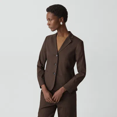 Theory Shrunken Three-button Blazer In Good Linen In Brown