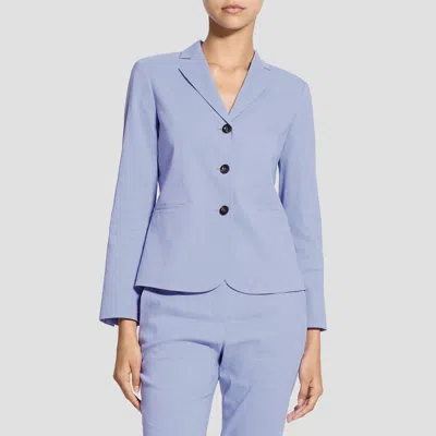 Theory Shrunken Three-button Blazer In Good Linen In Blue