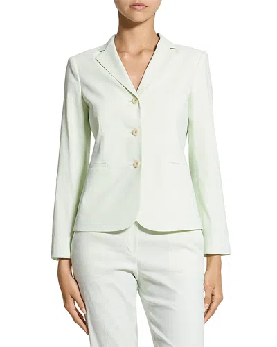 Theory Shrunken Three-button Blazer In Good Linen In Green