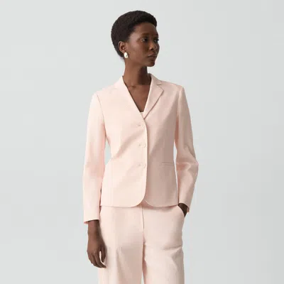 Theory Shrunken Three-button Blazer In Good Linen In Pink