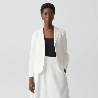 Theory Shrunken Three-button Blazer In Good Linen In White