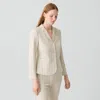 Theory Shrunken Three-button Blazer In Striped Crepe Jersey In Neutral