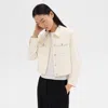 Theory Shrunken Trucker Jacket In Admiral Crepe In Rice