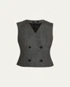 Theory Shrunken Wool Suiting Vest In Gray