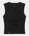 Theory Wrap Vest In Good Wool In Black