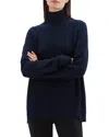 Theory Side Rib Turtleneck Wool Sweater In Blue
