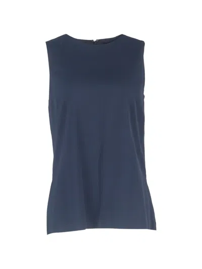 Pre-owned Theory Side-slit Blouse In Blue
