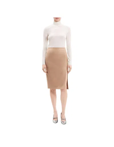 Theory Side Slit Wool Skirt In Palomino