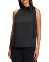 Theory Black Sleeveless Top With Halterneck And Side Tie Detail In Black