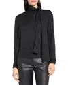 Theory Black Blouse With Scarf In Silk Woman In Blue