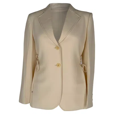 Pre-owned Theory Side-tie Single-breasted Blazer In Cream Triacetate In White