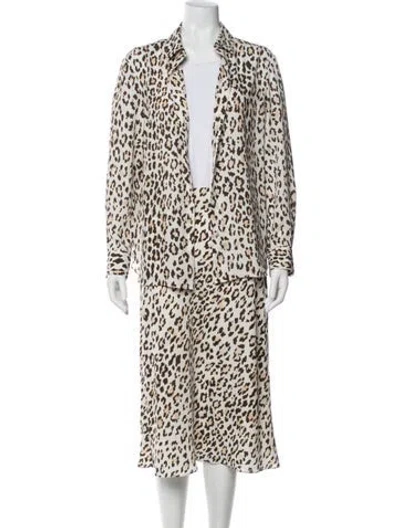 Pre-owned Theory Silk Animal Print Skirt Set