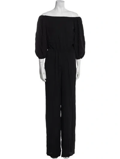 Pre-owned Theory Silk Bateau Neckline Jumpsuit In Black