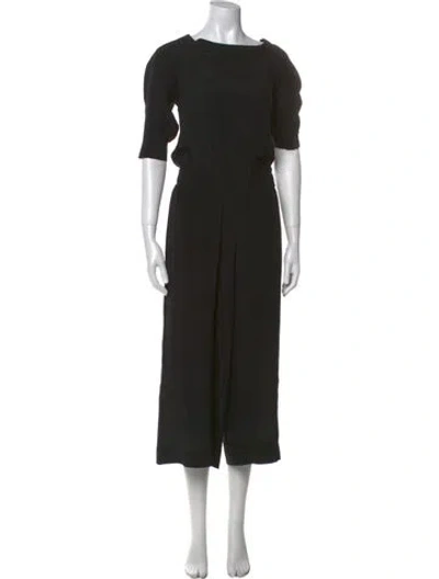 Pre-owned Theory Silk Bateau Neckline Jumpsuit In Black