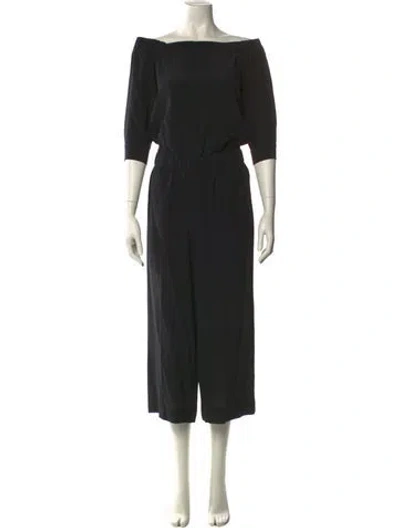 Pre-owned Theory Silk Bateau Neckline Jumpsuit In Black
