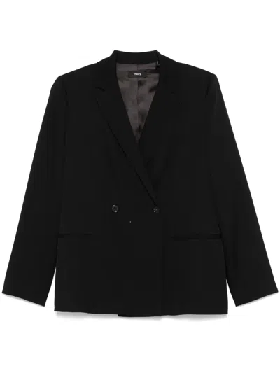 Theory Silk Blazer In Black