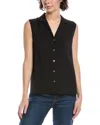 Theory Sleeveless Button Front Silk Top In Black