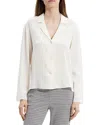 Theory Modern Silk Georgette Lapel-collar Blouse In Ivory