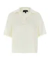 Theory Collared Silk Polo Shirt With Short Sleeves In White