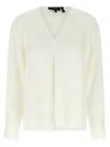 Theory Silk Blouse With Buttoned Cuffs And V-neckline In White