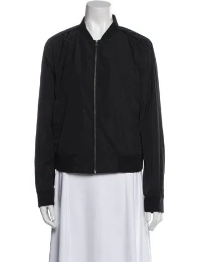 Pre-owned Theory Silk Bomber Jacket In Blue