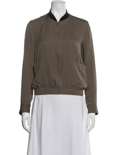 Pre-owned Theory Silk Bomber Jacket In Brown