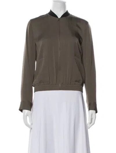Pre-owned Theory Silk Bomber Jacket In Brown