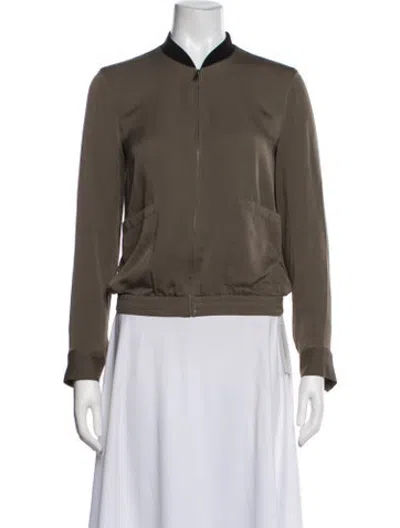 Pre-owned Theory Silk Bomber Jacket In Brown