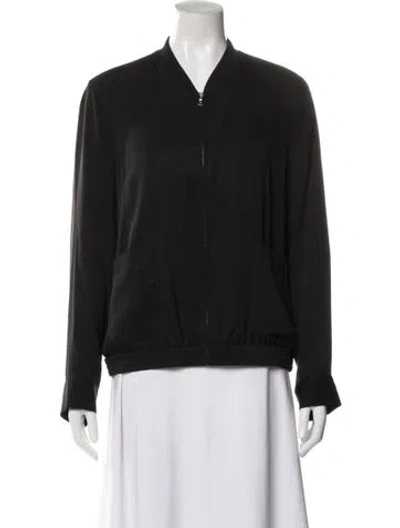 Pre-owned Theory Silk Bomber Jacket In Gray