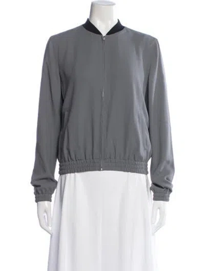 Pre-owned Theory Silk Bomber Jacket In Grey