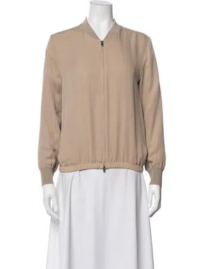 Pre-owned Theory Silk Bomber Jacket In Neutrals