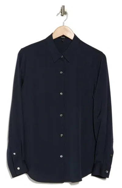 Theory Silk Button-up Shirt In Nctrn Way