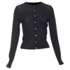 Theory Silk Cotton Buttons Crew Neck Cardigan In Black