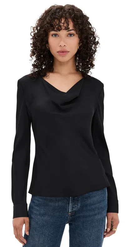 Theory Silk Cowl Blouse Black