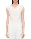 Theory Cowl Neck Silk Top In Ivory