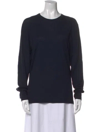 Pre-owned Theory Silk Crew Neck Sweater In Blue