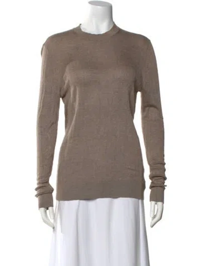 Pre-owned Theory Silk Crew Neck Sweater In Brown