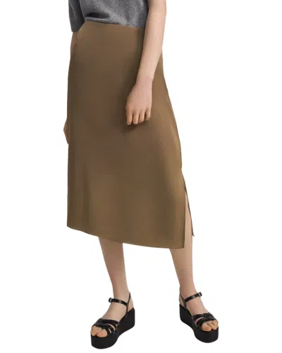 Theory Silk Double Slit Slip Skirt In Green