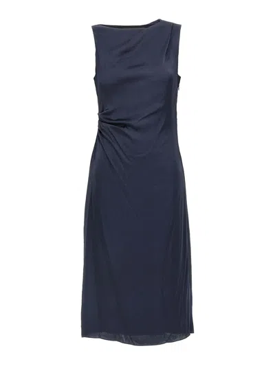 Theory Silk Effect Dress In Blue
