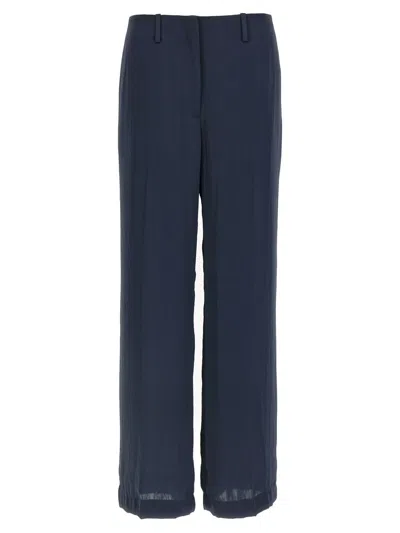 Theory Silk Effect Trousers In Blue