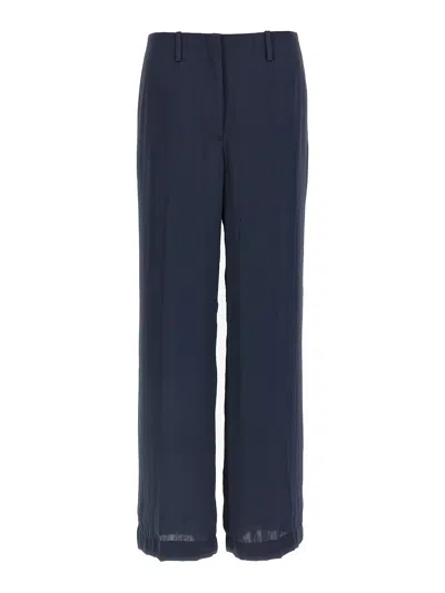 Theory Silk Effect Trousers In Blue