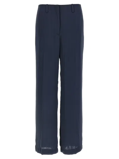 Theory Silk Effect Trousers In Blue