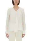 Theory Silk Blouse With Buttoned Cuffs And V-neckline In White
