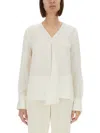 Theory Silk Blouse With Buttoned Cuffs And V-neckline