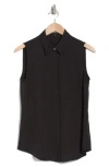 Theory Silk Georgette Sleeveless Button-up Shirt In Black