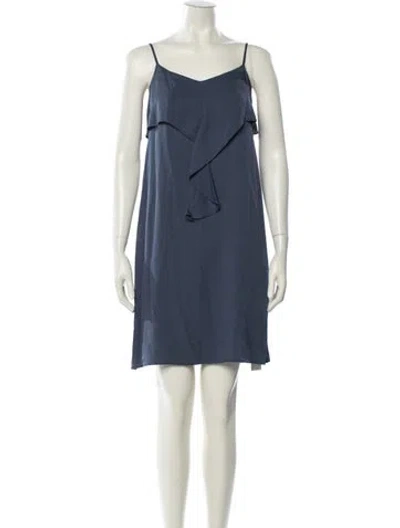 Pre-owned Theory Silk Knee-length Dress In Blue