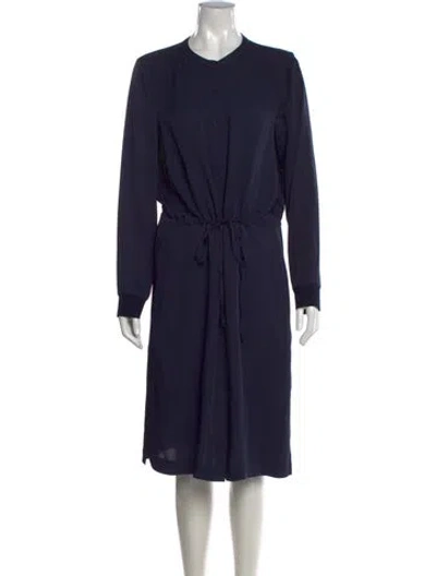 Pre-owned Theory Silk Knee-length Dress In Blue